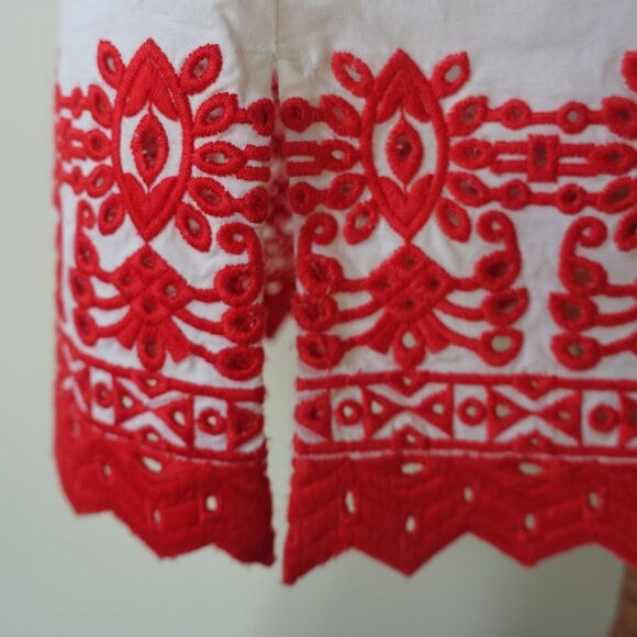 Tory Burch Isla tunic red white embroidered cotton top XS 4 - Picture 12 of 12